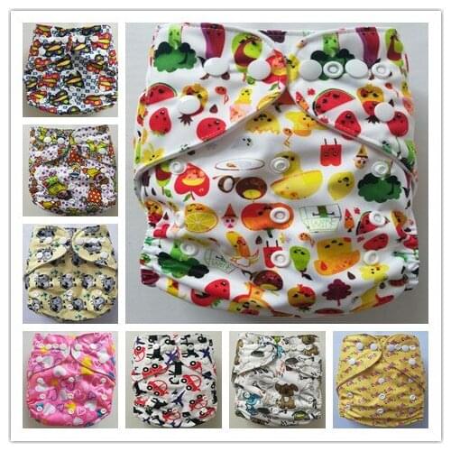 Top Quality 50 Sets 1+1 New Design Printed Reusable Washable Pocket Cloth Diaper Nappy With Microfiber Insert Free Shipping