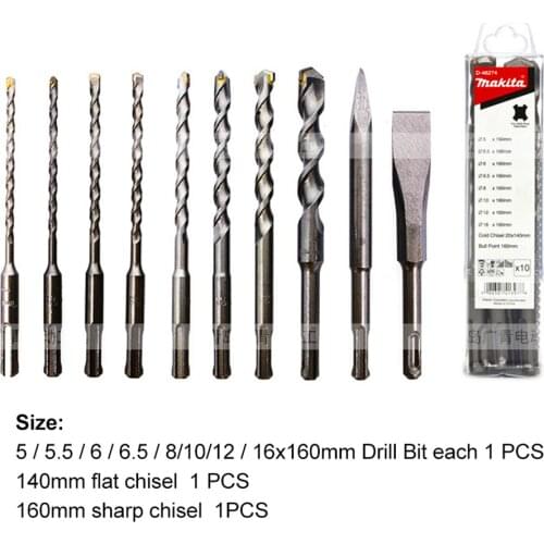 Japan Round Shank Four-Pit Drill Bits 10 PCS Set Electric Hammer Electric Pick Sharp Chisel Flat Chisel Impact drill Set