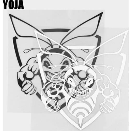 YOJA 16.5×17.5CM Cartoon Animals Shield Strong Wasp Vinyl Decal Car Stickers Black/Silver 19C-0261