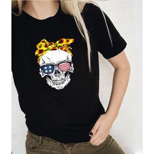 Independence Day Skull Tee Woman Clothes Aesthetic Plus Size Womens Creative T-shirt Kawaii Funny T Shirts 2020 Fashion