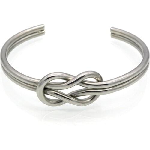 Stainless steel thin chain knot open C shape silver color gold color bangle for women fashion bracelet