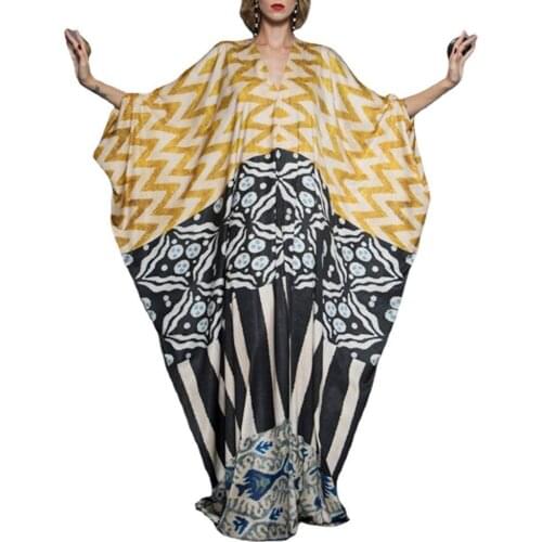 Middle East Ethnic Style Dress Ladies Big Size Loose Muslim Dress Islamic Dress Printed Leisure Dubai Abaya 2021 Summer New