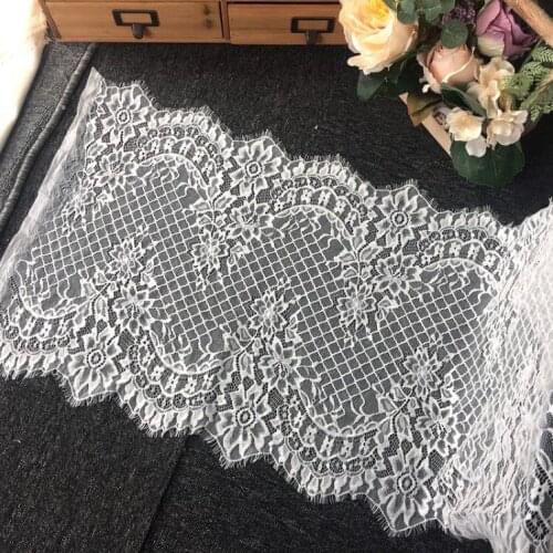 1.5Meter/Lot 45cm Wide scallop Eyelashes Lace Fabric White Fabric For Womens Dress Wedding Clothing Bra Handmade Sewing Lace