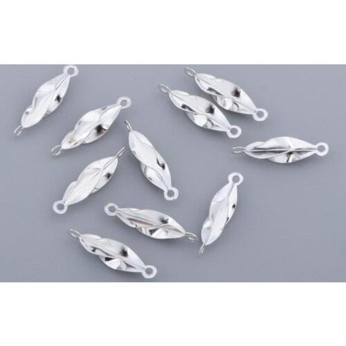 10/20pcs Sterling Silver Twist Dangle Connector Bracelet Findings Diy Jewelry Charms Necklace Eardrops Making Accessories