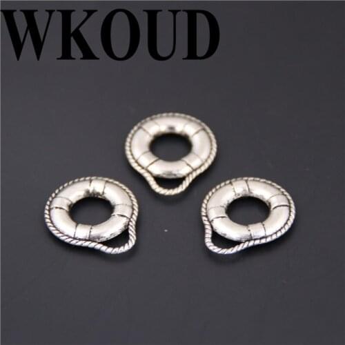 10pcs Silver color alloy sea life charm lifebuoy necklace earrings bracelet diy pendant accessories