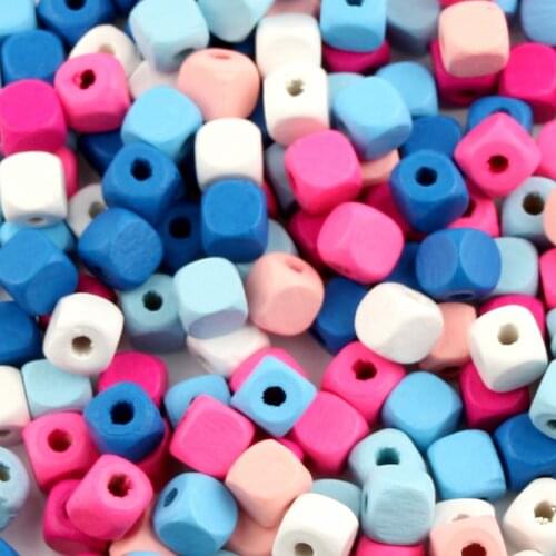10x10mm 100pcs/lot DIY Mixed Color Square Wooden Beads Flattened Small Wood Beads for jewelry Making Spacer beading