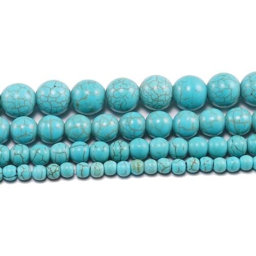 1strand/lot Created Beads 4 6 8 10 12 mm Smooth Natural Green Turquoises Round Loose Spacer Bead For Jewelry Making DIY Necklace