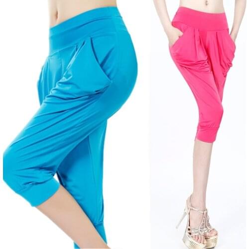 2017 summer new Silky high quality fashion cool ice silk Candy colors harem pants woman pants