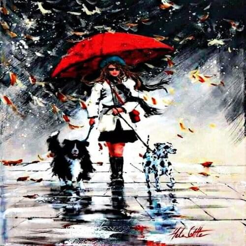 2020 Popular Needlework Lady and Dog Cross Stitch vs Embroidery with 14CT Aida Counted Canva & Free Shipping for Home Decoration