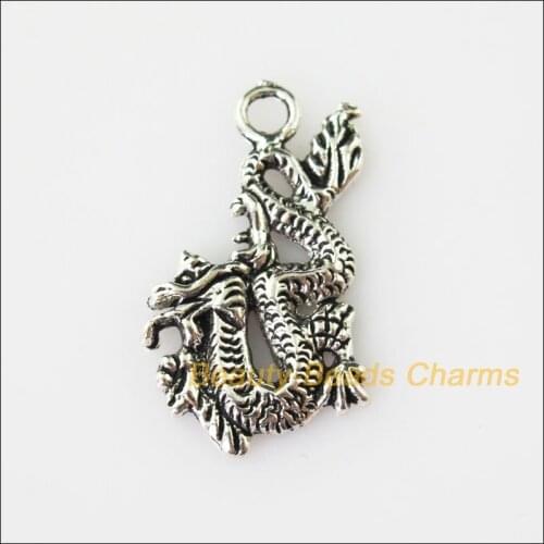 25 New Flying Dragon Tibetan Silver Tone Charms Pendants 17x27mm