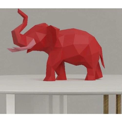 3D Red Little Elephant Handmade Origami Animal Paper Model DIY Creative Craft Puzzles Educational Kids Toys Gift Desk Decoration