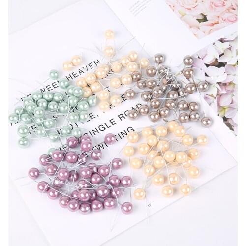 50/100Pcs 12mm Mini Artificial Flower Fruit Stamens Cherry Christmas Plastic Pearl Berries Wedding DIY Gift Box Decorated Wreath