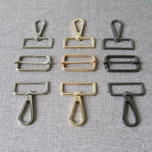 50Sets 38mm Webbing Bag Straps Belt Accessories Metal Buckles Adjuster Slider Fastener Purse Shoulder Clasp Sewing Hardware
