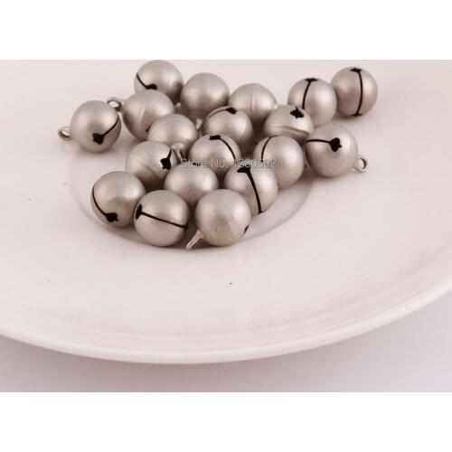 50pcs/lot 12mm Matte Silver color Metal Jingle bell Loose Beads Top Quality DIY Jewelry Pendant Christmas Decoration