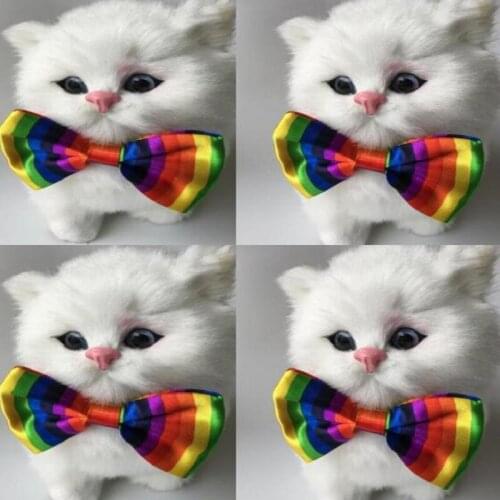 50pcs/lot) Big sale Pet Dog puppy Cat Rainbow Bow Ties Grooming Supplies for wedding party holiday Valentine LY1211