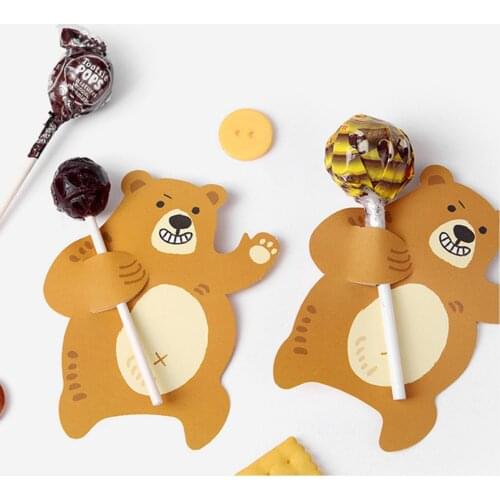 50PCS Cute Bear Candy Lollipop Decoration Card Wedding Kids Birthday Party Candy Gift Accessories Party Supplies