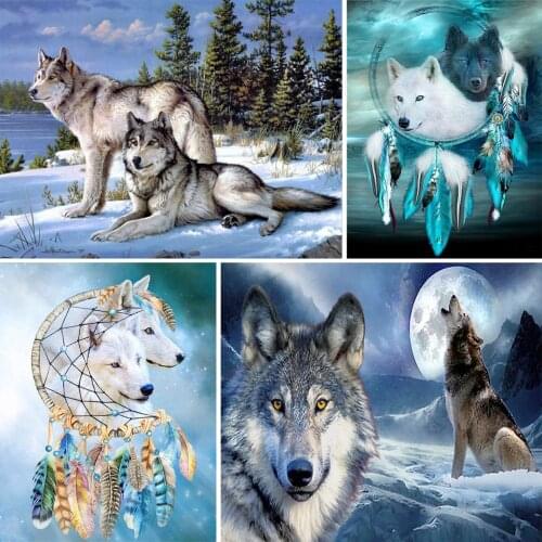 Diamond painting "wolf" animal 5D DIY full square diamond embroidery kit rhinestone cross stitch decoration mosaic picture gift