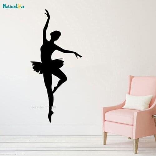 Ballerina Dance Wall Decal Ballet Dance Ballerina Silhouette Home Decoration Dancing for Girls Room Removable Sticker YT1269