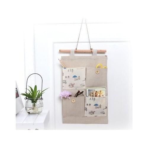 Free shipping BF050 Simple fresh wind cartoon hanging storage bag Organizer Bag Cotton & Linen storage bag 37*23*20cm