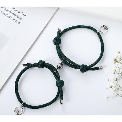 Handmade bracelet female couple couple charm 2pcs couple magnets attract each other creative personality couple bracelet men and