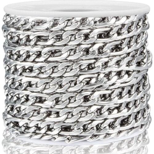 1 Meter Width 3.8/5mm Curb Cuban NK 3:1 Chain Stainless Steel Waist Link Chains For Jewelry Making Material Necklace Women Man