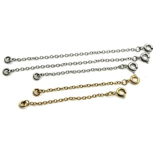 5pcs Stainless Steel Necklace Extension Chain Bulk Bracelet Extended Chains Tail Extender Lobster Clasps for DIY Jewelry Making