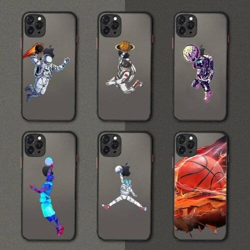 Basketball Space Astronaut Fire Phone Case Black Transparent Matte For IPhone 7 8 11 12 S Mini Pro X XS XR MAX Plus Cover Shell