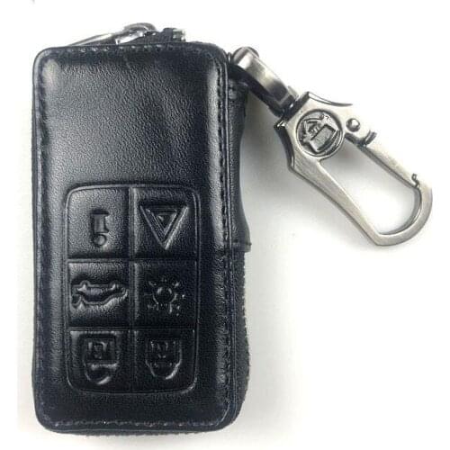 Genuine PU Leather Remote Key Bag Case Protector Keyless Clicker Smart Fob Cover Holder Chain Fit For Volvo Series