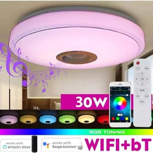200W Colorful Music Led Ceiling Light Dimmable Panel Lamp with Bluetooth Speaker Remote Control Bedroom Ceiling Light Night lamp