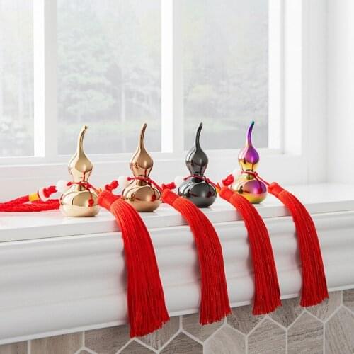 Feng Shui Decorating Color Golden Wu Lou Hu Lu Miniaturas Copper Gourd Amulet For Car Home Decoration Accessories Vintage