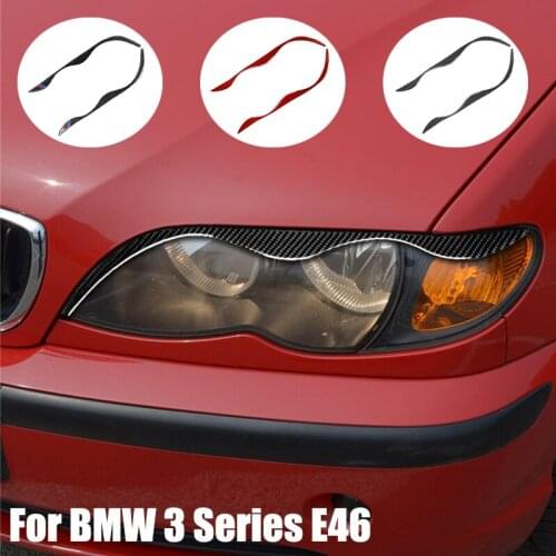 For BMW 3 Series E46 1999-2004 Carbon Fiber Car Styling Headlight Eyebrow Eyelids Cover Trim