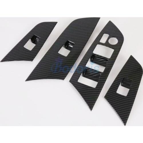 For Toyota Prius 2019 2020 Carbon Fiber Color Car Interior Door Armrest Panel Window Switch Lift Buttons Cover Trim Sticker