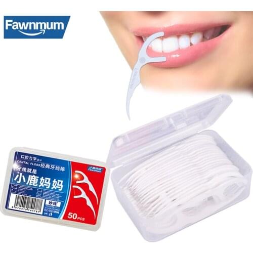 Fawnmum Thread for Teeth Cleaning 50Pcs/Set Dental Floss Plastic Toothpicks Interdental Brush Dentistry Tool Picks Oral Hygiene