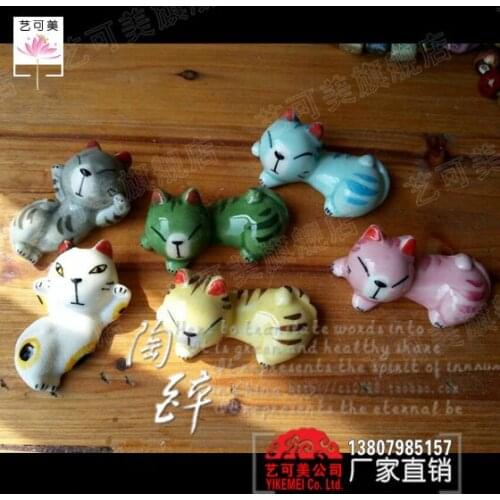 Jingdezhen Ceramic Jewelry intoxicated life chopsticks brush holder cute little kitty tableware