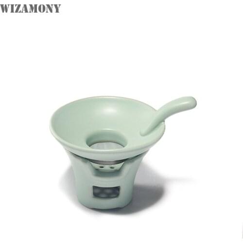 WIZAMONY Chinese Ru Kiln Celadon Tea Filter Ceramic tea set Teaset Tea Leaf Strainers Kungfu Tea Accessories Two-pieces Set