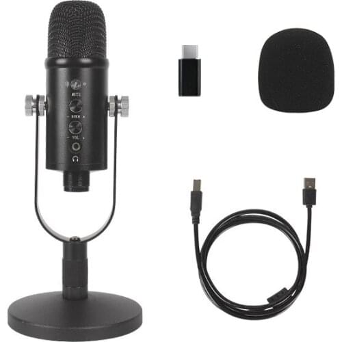 USB condenser microphone set home computer recording game high sampling noise reduction monitoring wired microphone