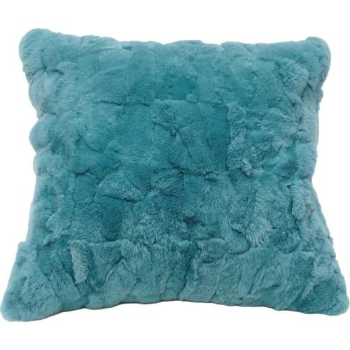 CX-D-22B Custom Size Rex Rabbit Fur Patchwork Sofa Cushion Fur Cushion Covers