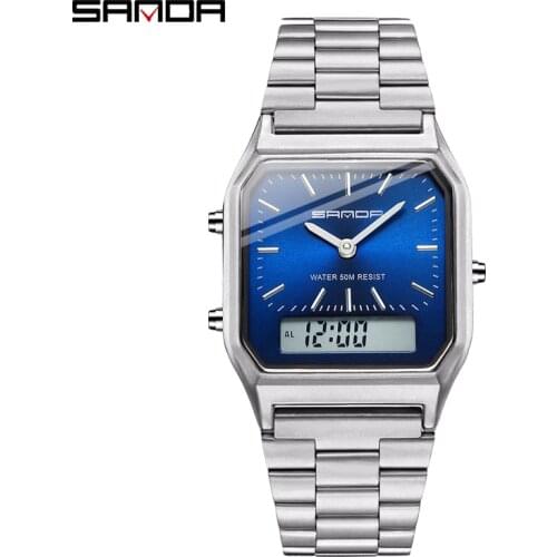 Mens Watches Luxury Stainless Steel Dual Time Gold Watch Men Brand 11/11 Sale Unique Mens Gifts Reloj Mujer