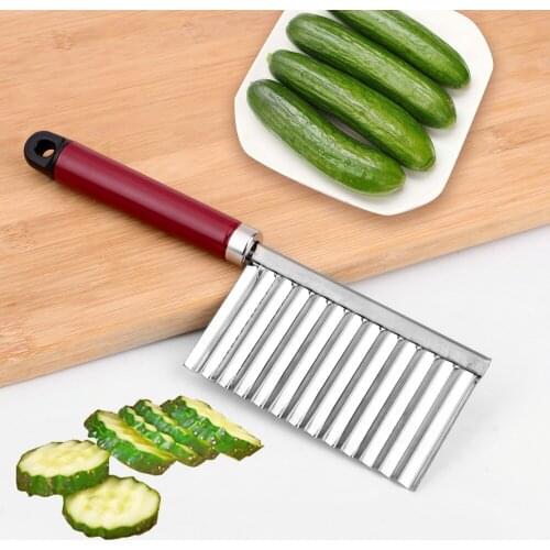 Stainless Steel Potato Cucumber Vegetable Fruit Carrot Cutting Slicer Wavy Cutter Random Color
