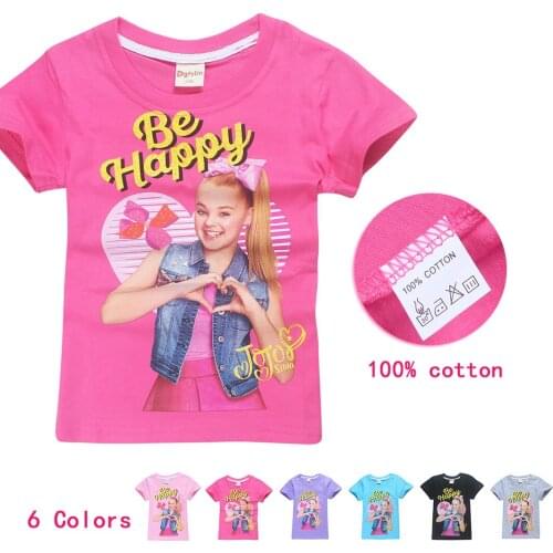 2020 New Fashion Cotton Jojo Siwa Baby Girls T-Shirts Children Kids Cartoon Print Short Sleeve T Shirts Girls Tops Clothing Tees