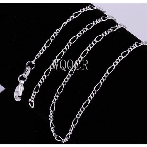 Wholesale 1PCS Of Bulk 925 Embossed Silver 2MM Figaro Chain 16",18" ,20",22",24",26",28",30Inches Applicable Pendant