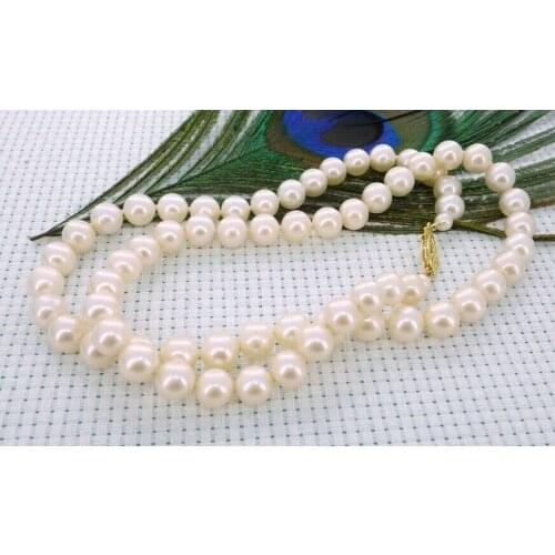 9-10mm south sea round white pearl necklace 18inch 14k