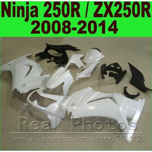 All white for Kawasaki Ninja 250R Fairings kit 2008 - 2014 year ZX250R EX250R 08 09 - 14 fairing kits K0U1