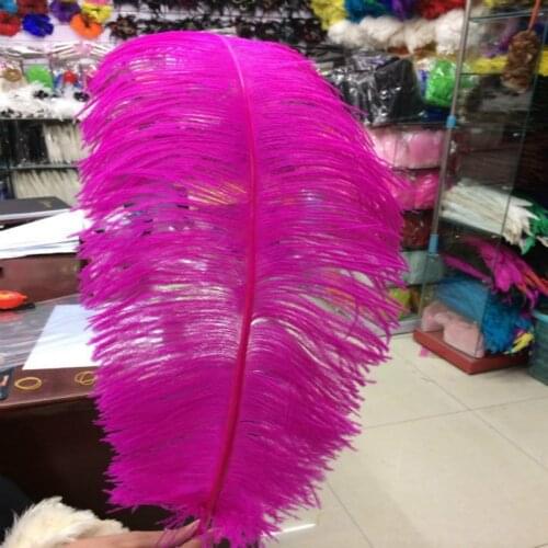 High quality 10PCS Thick pole ostrich feather Mei red ostrich plumage 55-60cm/22-24inches plume artware performing decorations