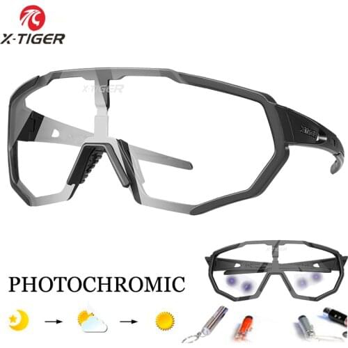 X-TIGER Photochromic Cycling Eyewear Myopia Frame UV400 Men Road Bike Glasses Summer MTB Bicycle Polarized Cycling Sunglasses