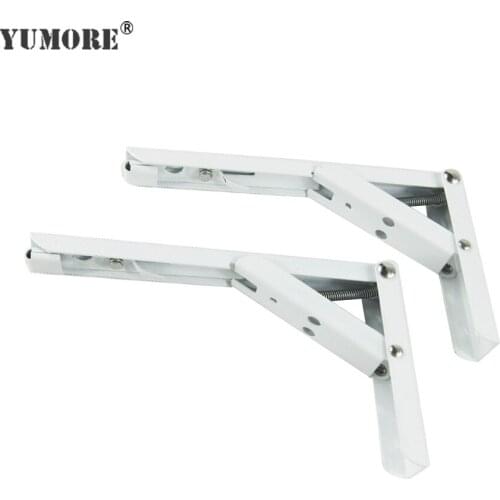 YUMORE 2pcs/lot Shelf Brackets Wall Mounted Metal Folding Triangle Bracket Table Bench Bookcase Support Shelf