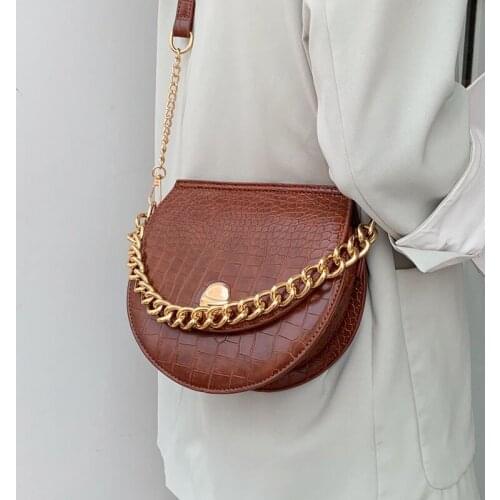 New Quality PU Leather Womens Handbag Chain Tote Shoulder Messenger Bag Vintage Small Stone Pattern Pu Leather Crossbody Bag