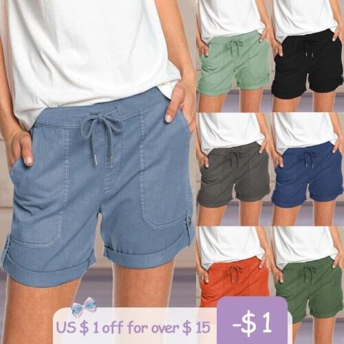 2021 Sell Like Hot Cakes Fashion Women Shorts Comfy Drawstring Splice Elastic Waist Pocketed Loose Short Feminino Casual Pants