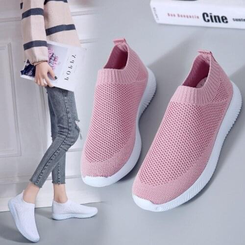 Womens Woven Sock Sneakers Shoes Elastic Cloth Large Casual Flat Shoes Slip on Female Shoeses