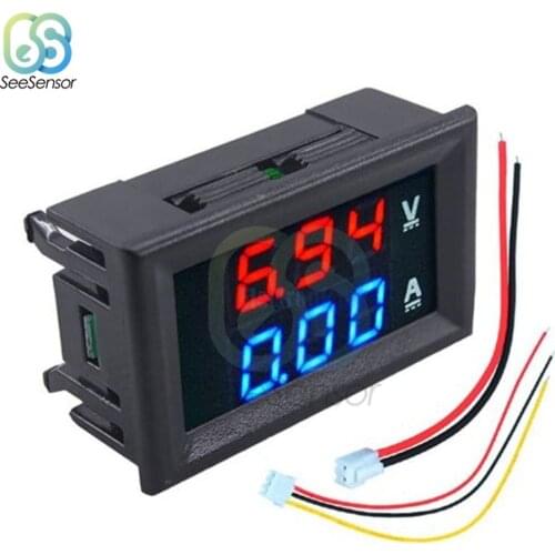 0.28 inch Mini Digital Voltmeter Ammeter DC 100V 10A Voltmeter Current Meter Tester Panel Red Blue Dual LED Display